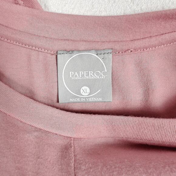 Paperoc Pink Wrap Tie Back Cutout Top Short Sleeve Size XL NWT - Picture 5 of 8